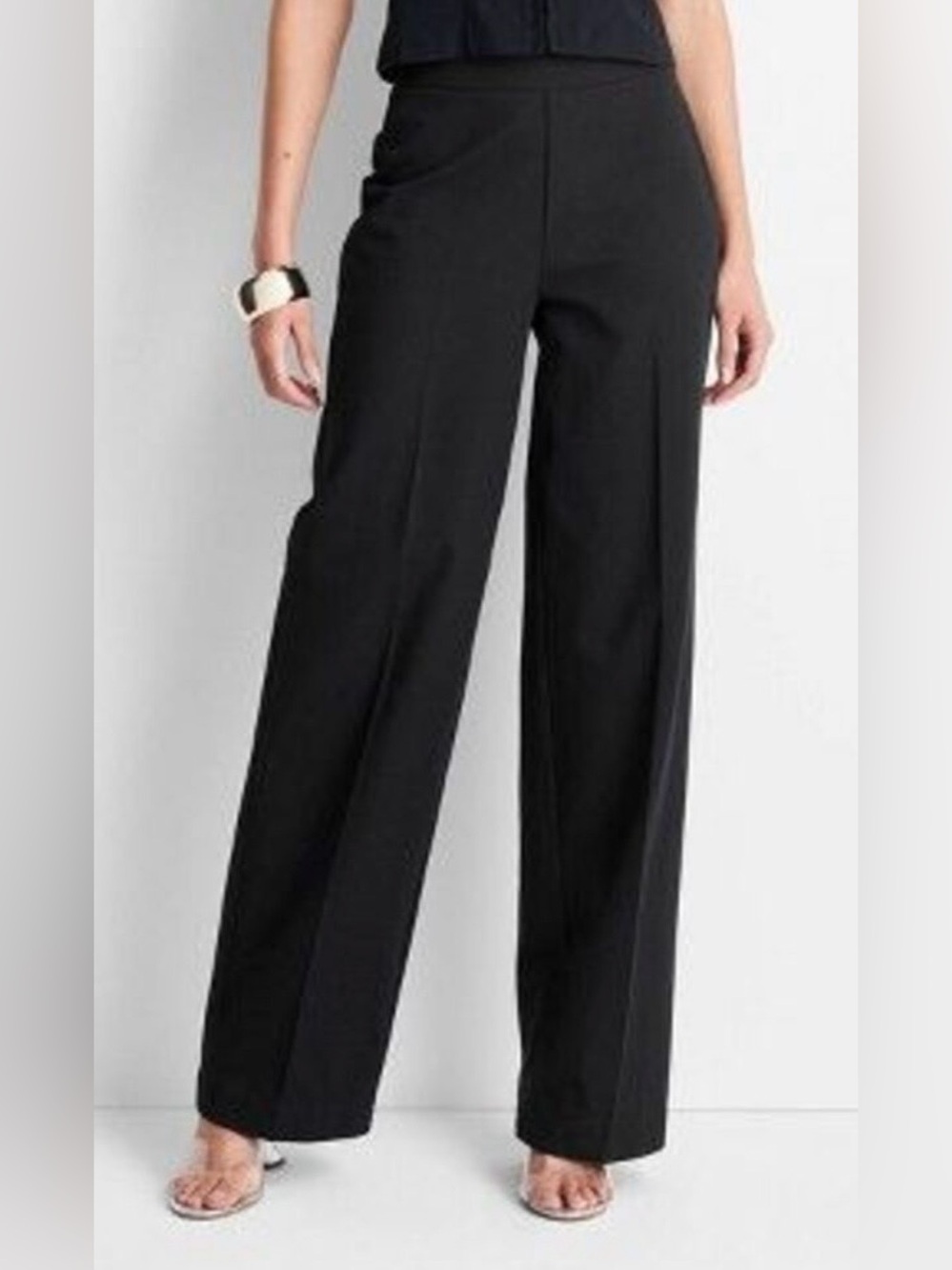 NWT Future Collective with Jenee Naylor Black Hgh Rise Wide Leg Pants Size 6